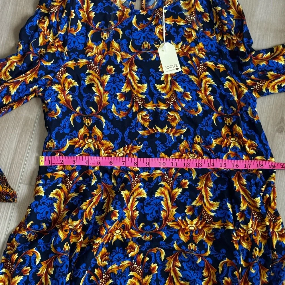 JODIFL “Sarah” Navy Floral Baby Doll Dress - Picture 9 of 10